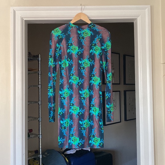 Christopher Kane Bodycon Floral Long Sleeve Mini Dress sz M - Picture 6 of 8